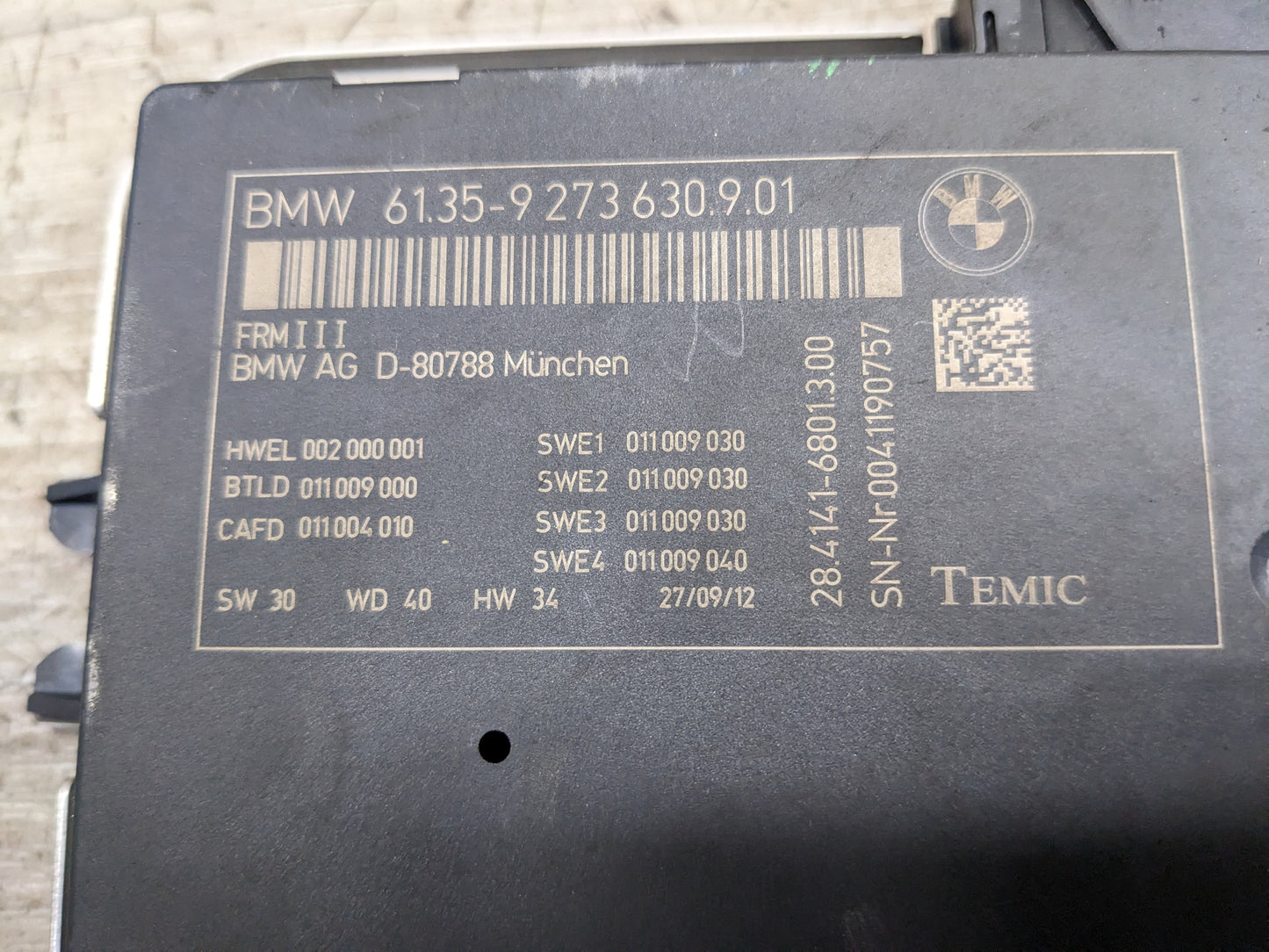 12-14 OEM BMW F13 F12 F06 M6 640i 650i FRM III Footwell Light Control Module